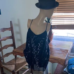 Sequined tank with tback